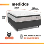 cama box baúx casal com colchão | Segundo | Casa Sem Perrengue